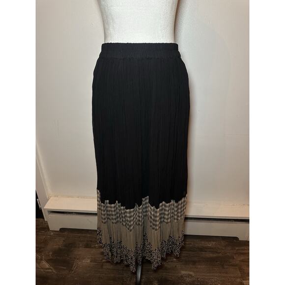 Vintage 90s Y2K Skirt Sz L Boho Checker Patchwork Print Grunge Light Weight - Picture 2 of 6